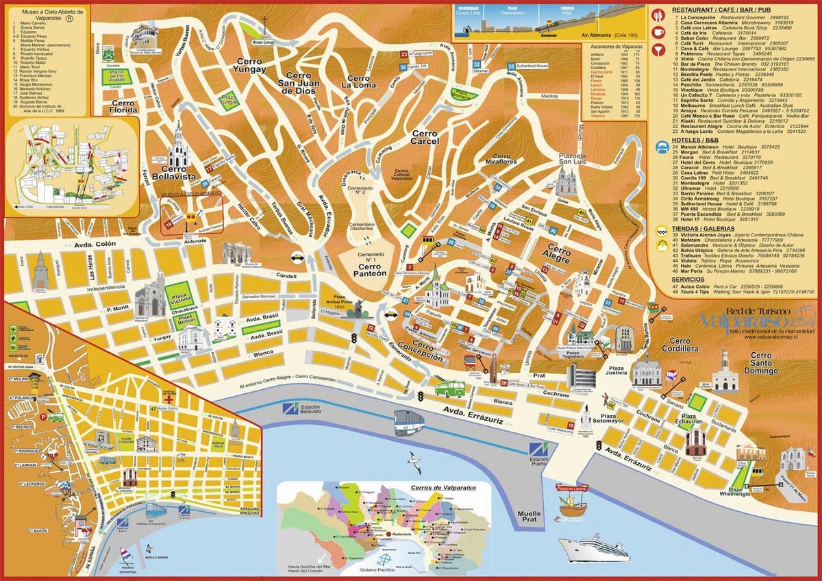 turizm xəritəsi valparaiso Çili
